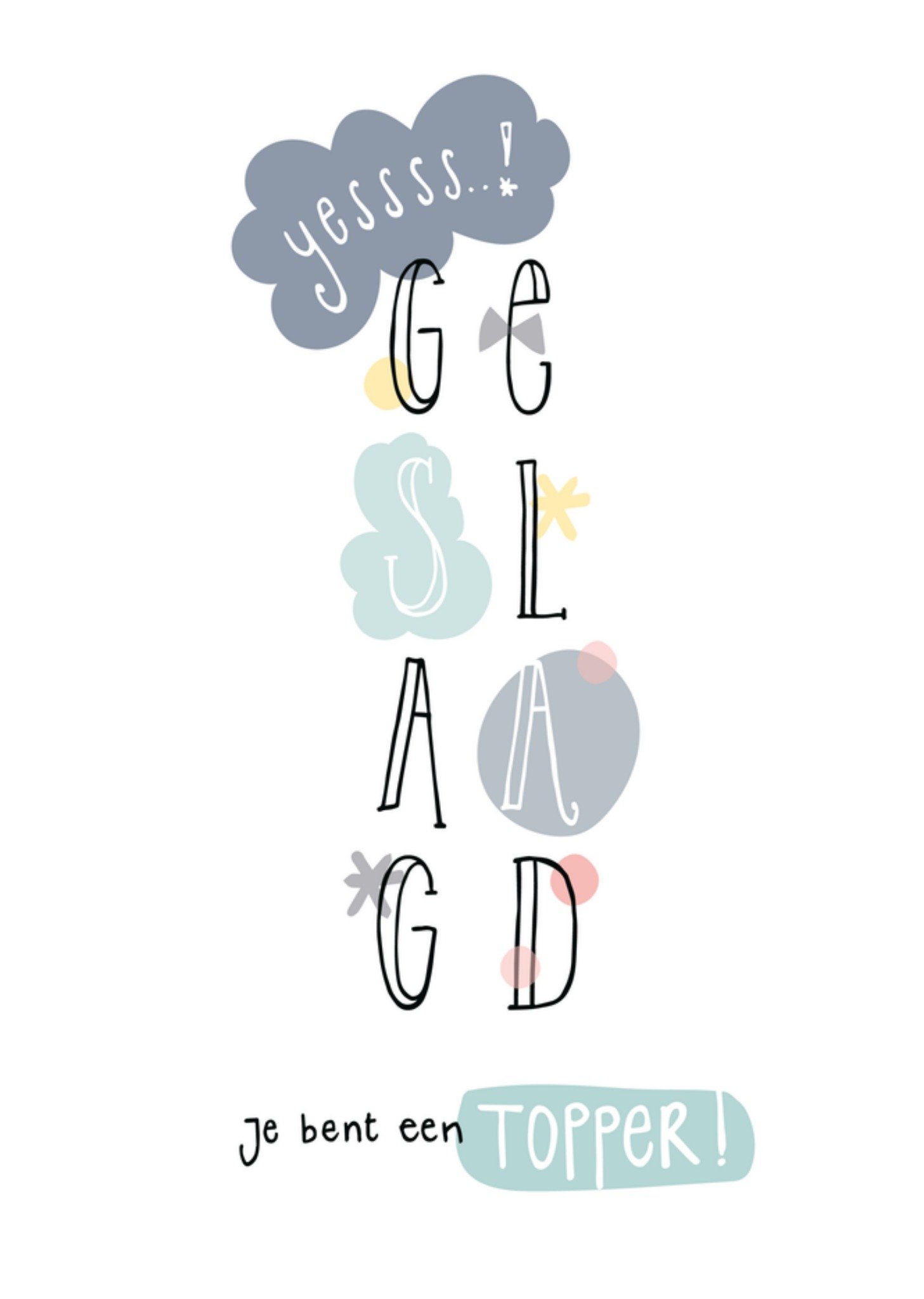 Geslaagdkaart Yesss! Kaart Funny Side Up