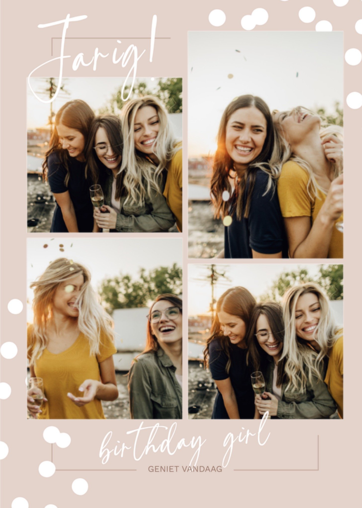 Verjaardagskaart Met fotos Jarig! Birthday Girl Greetz