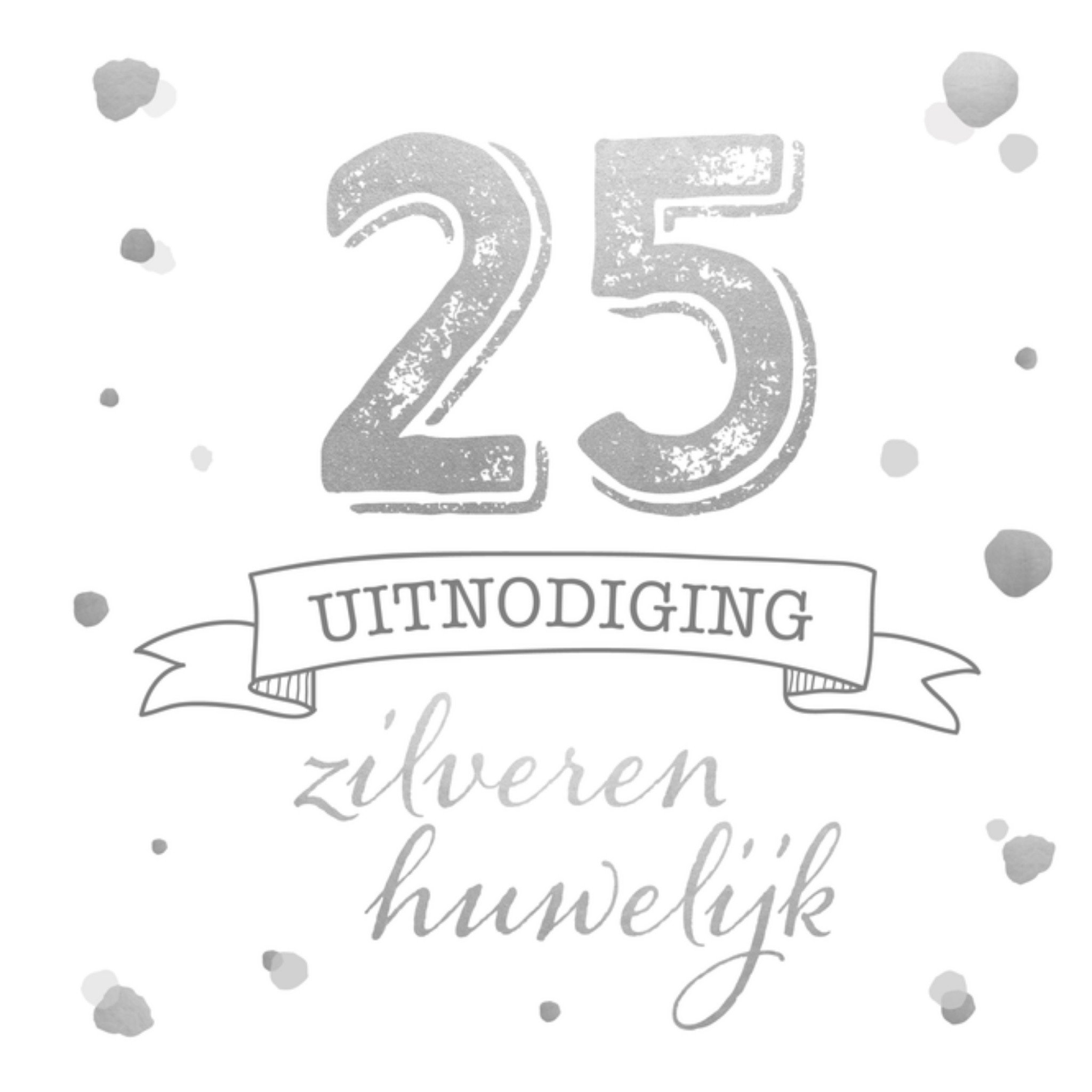 Greetz Huwelijks jubileum uitnodiging Zilver Vierkant