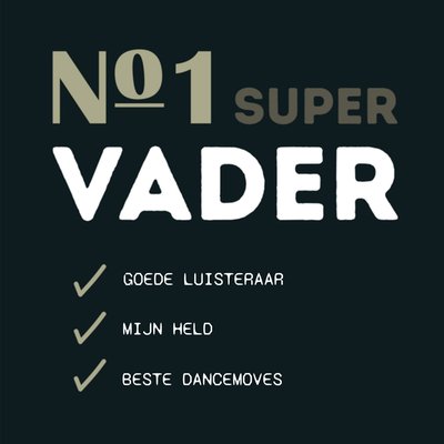 Nummer 1 Super Vader Typografische Checklist Kaart