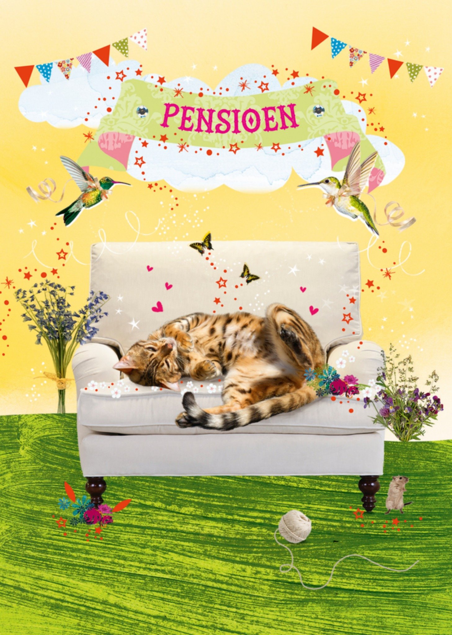 Paperclip Pensioen kaart kat illustratie Standard Card