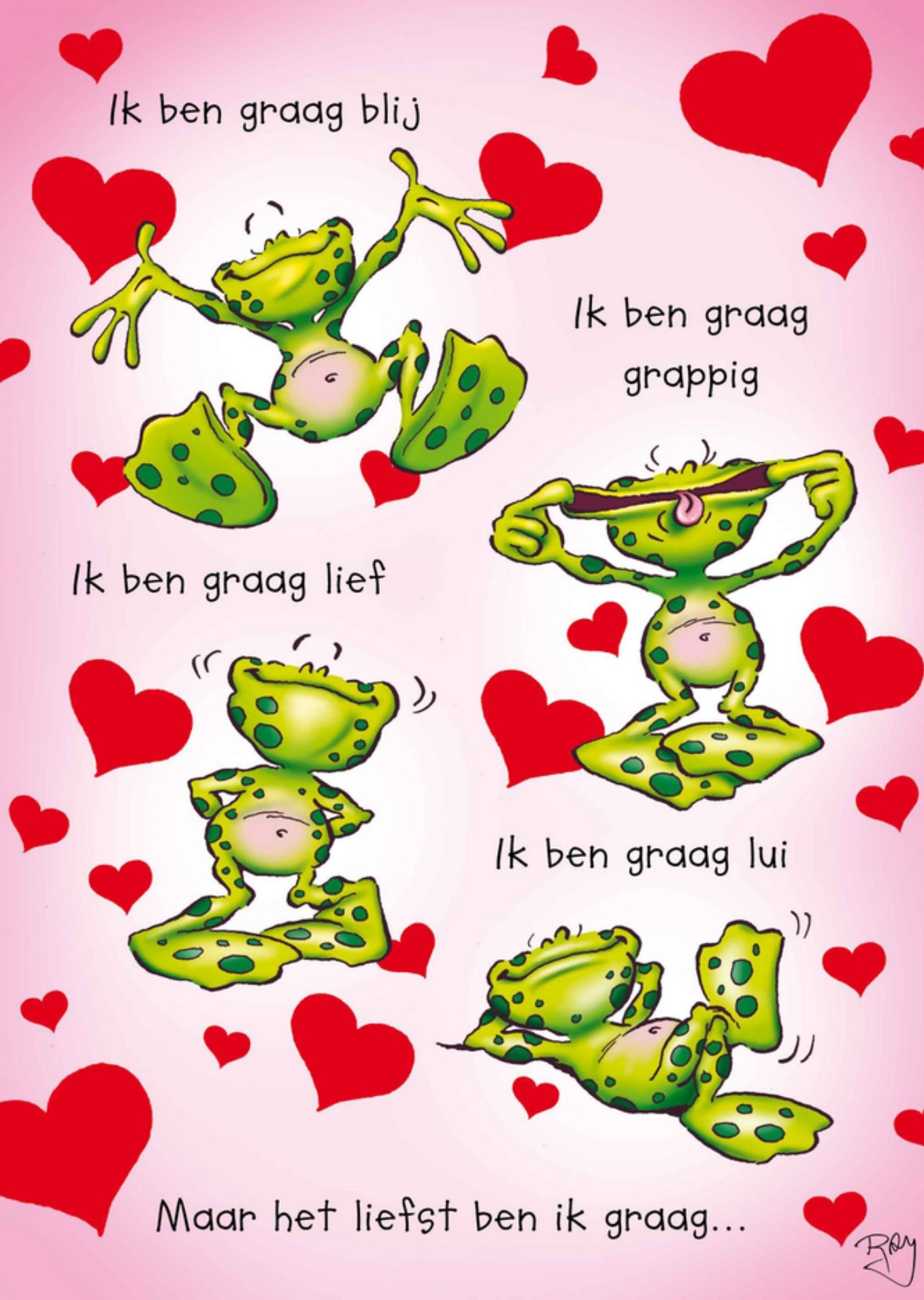 Valentijnskaart kikkers Kaart Doodles