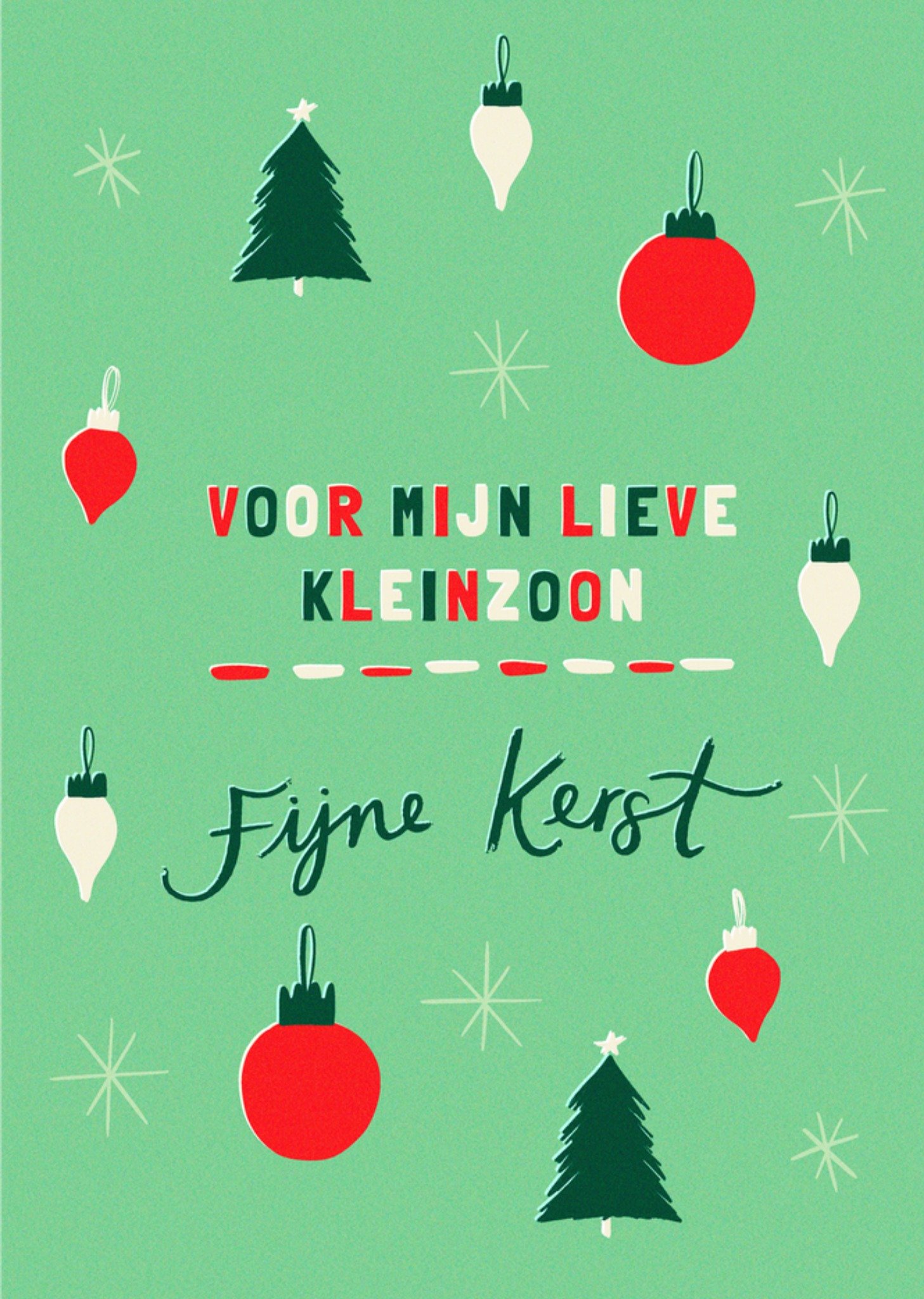 Kerstkaart Kerstballen Lieve Kleinzoon Greetz