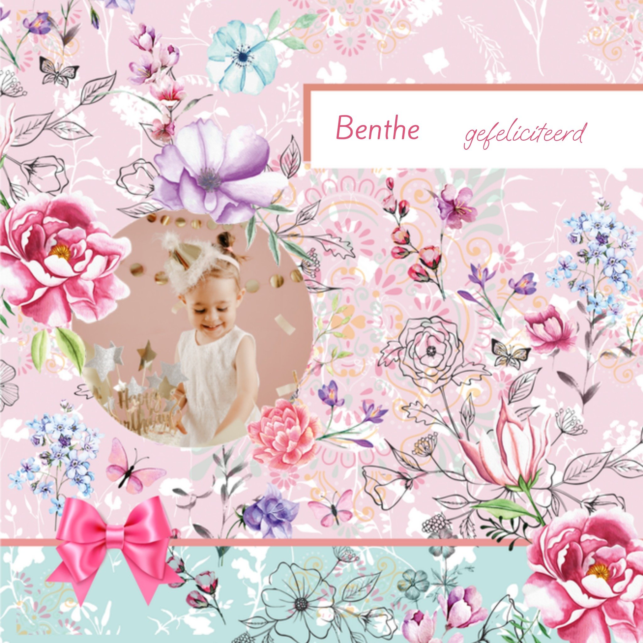 Verjaardagskaart fotokaart Vierkante Kaart Endless Mae