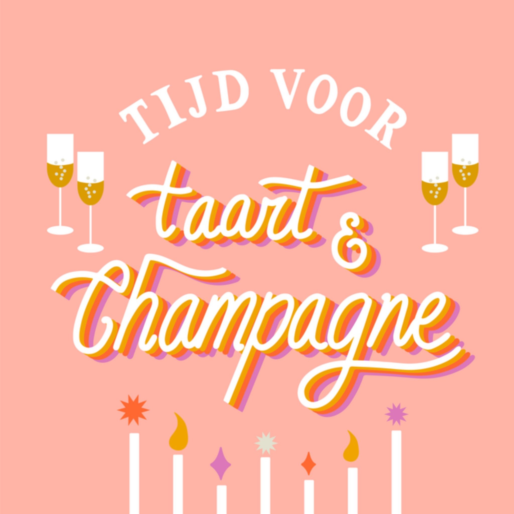 Greetz Verjaardagskaart taart en champagne Vierkant