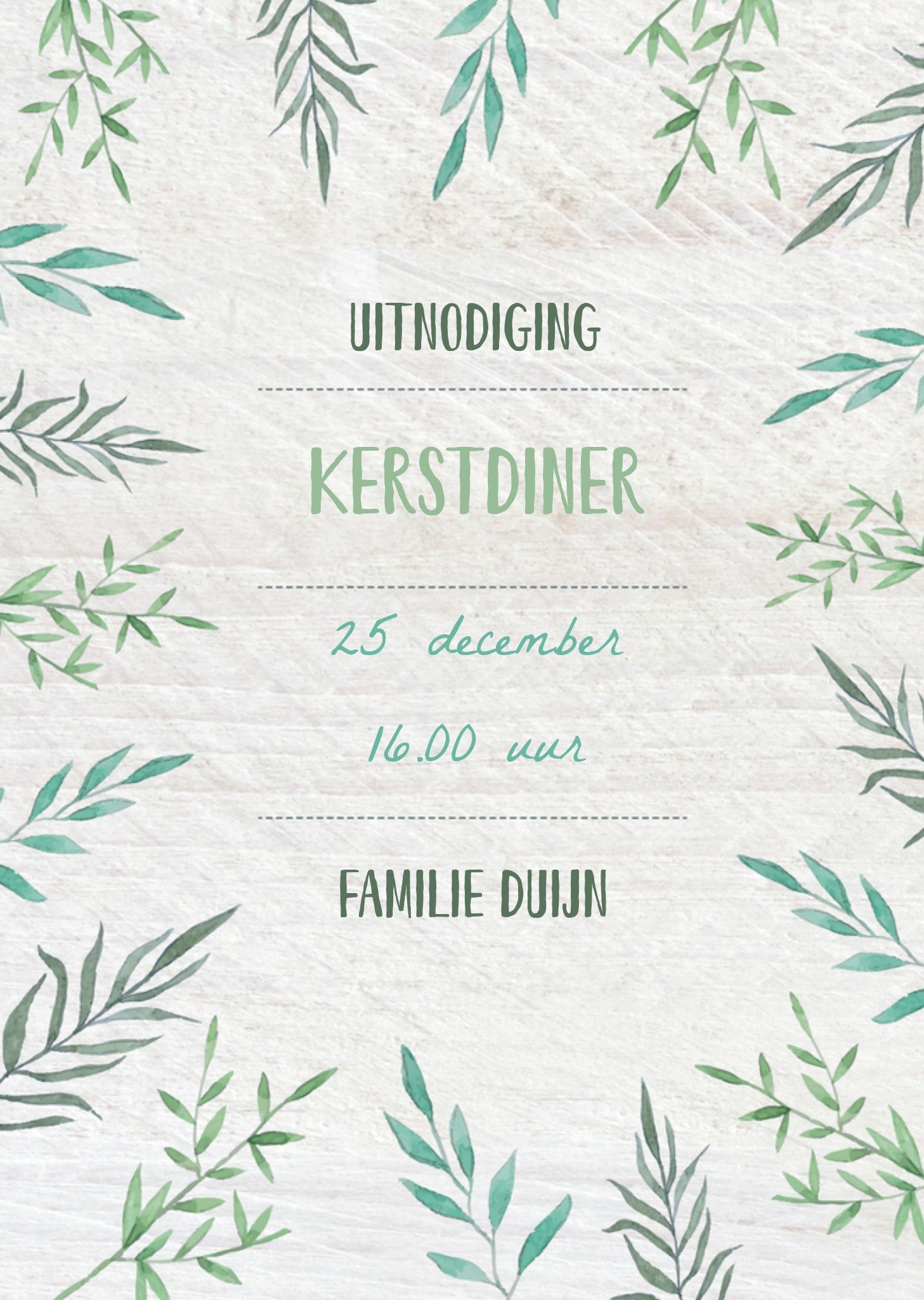 Uitnodiging Kerstdiner tekst Greetz