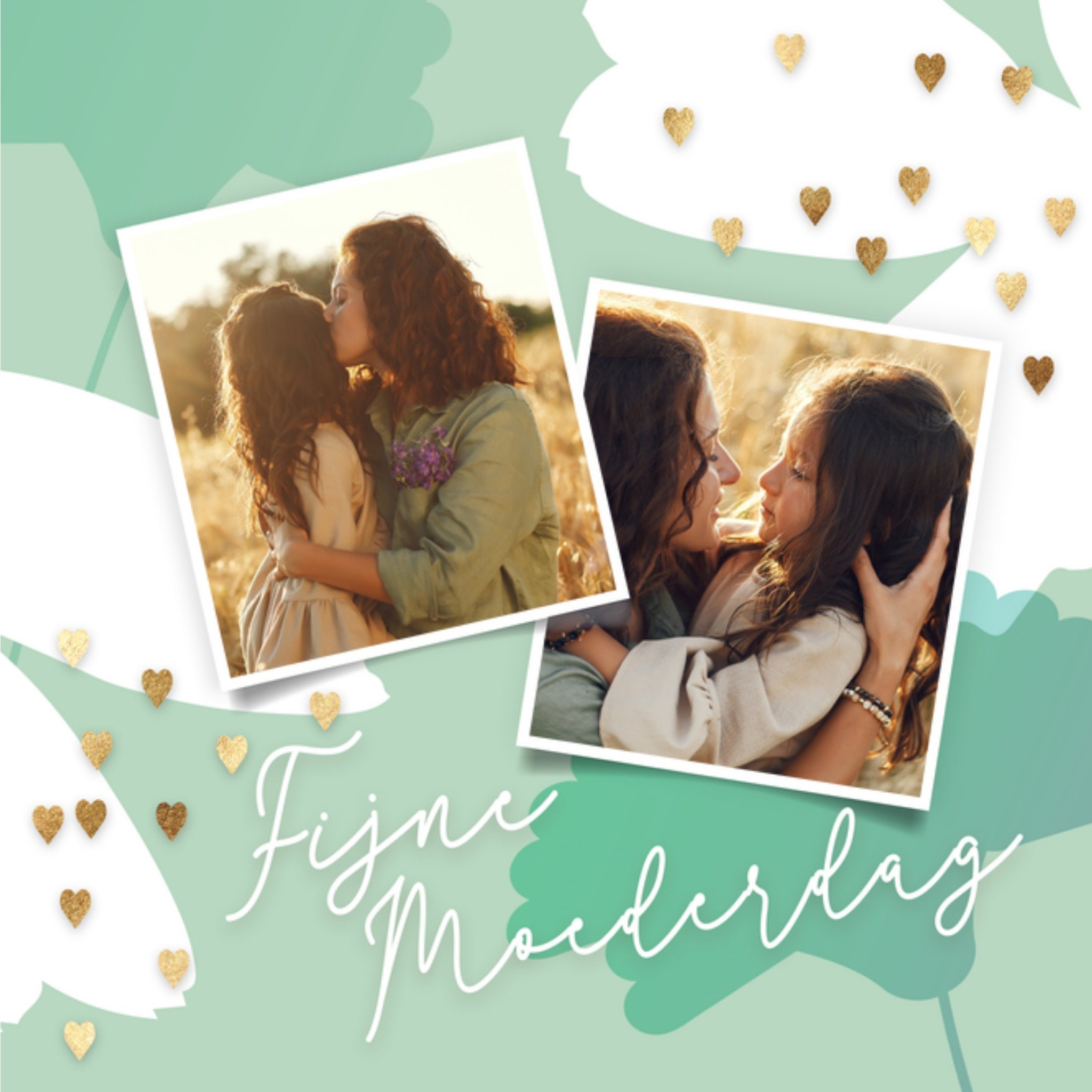 I Moederdagkaartje I hartjes en bloemen Vierkante Kaart Luckz