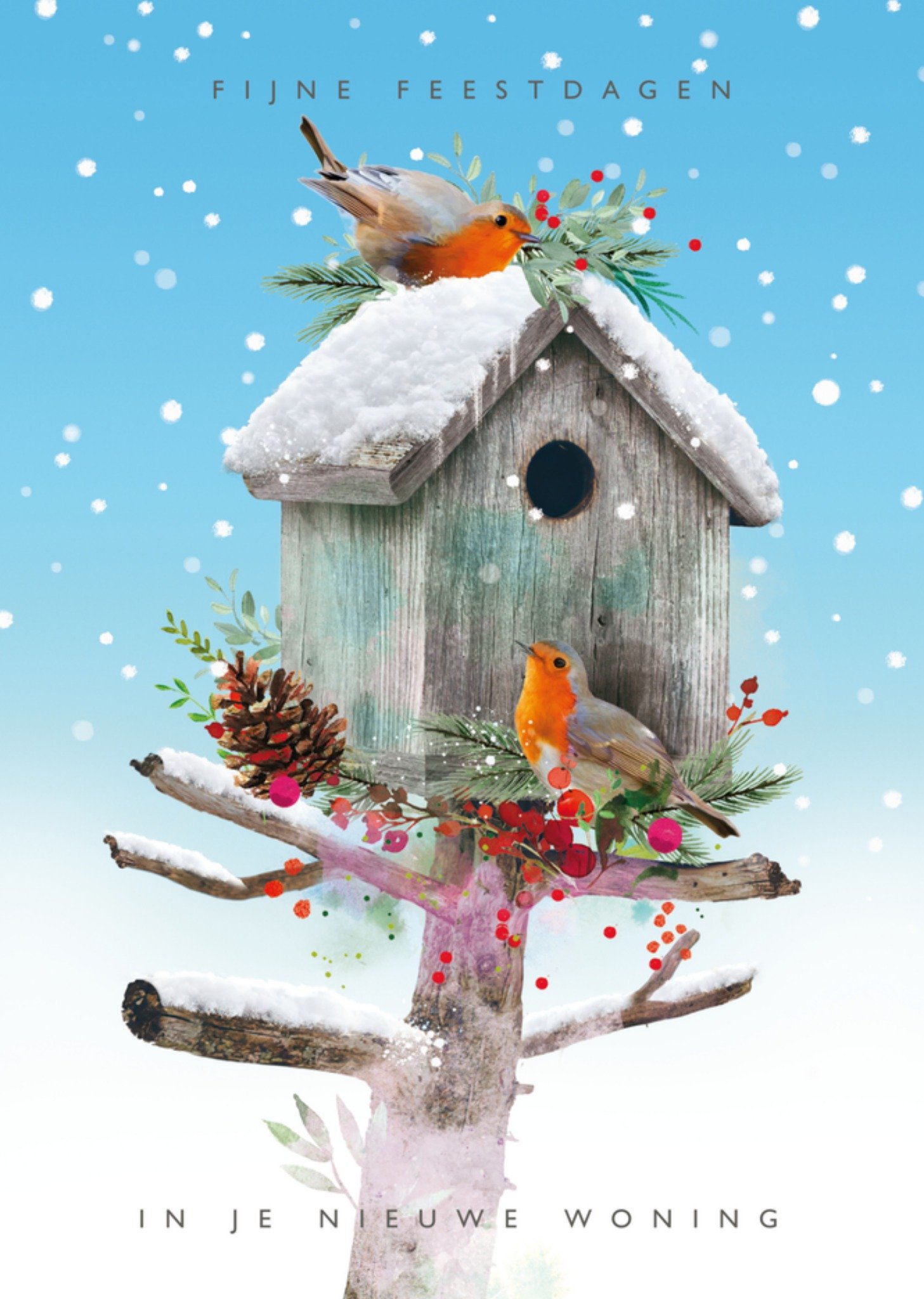 Kerstkaart vogelhuisje Paperclip