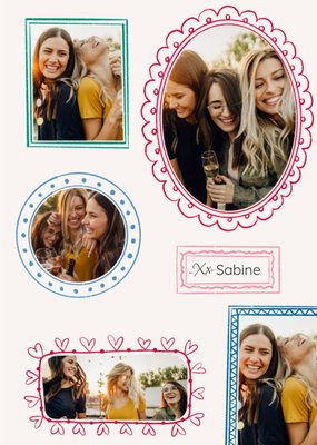 Handgetekende Kaders Collage Foto Upload Kaart