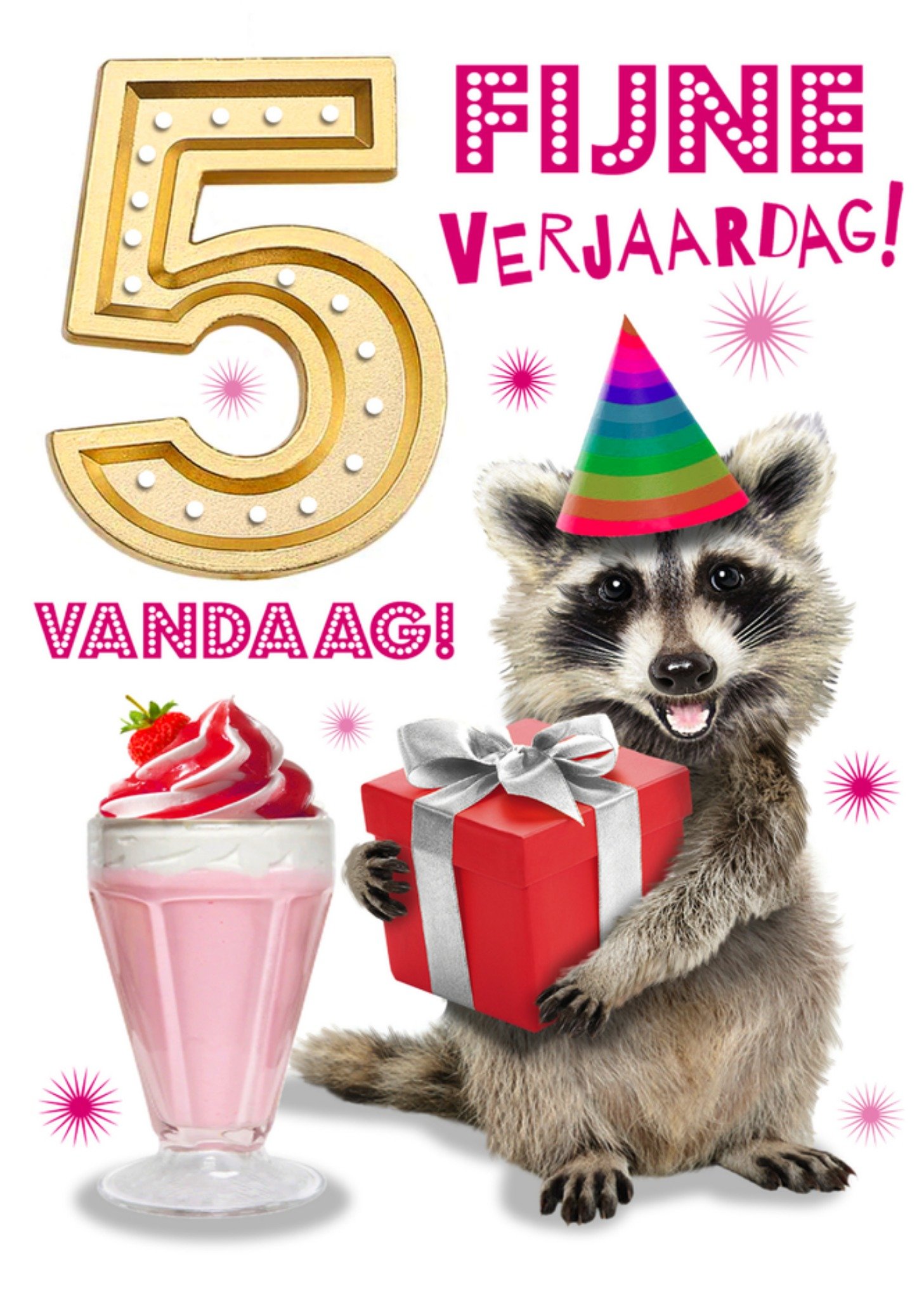 Verjaardagskaart wasbeer 5 jaar Kaart Emma Proctor