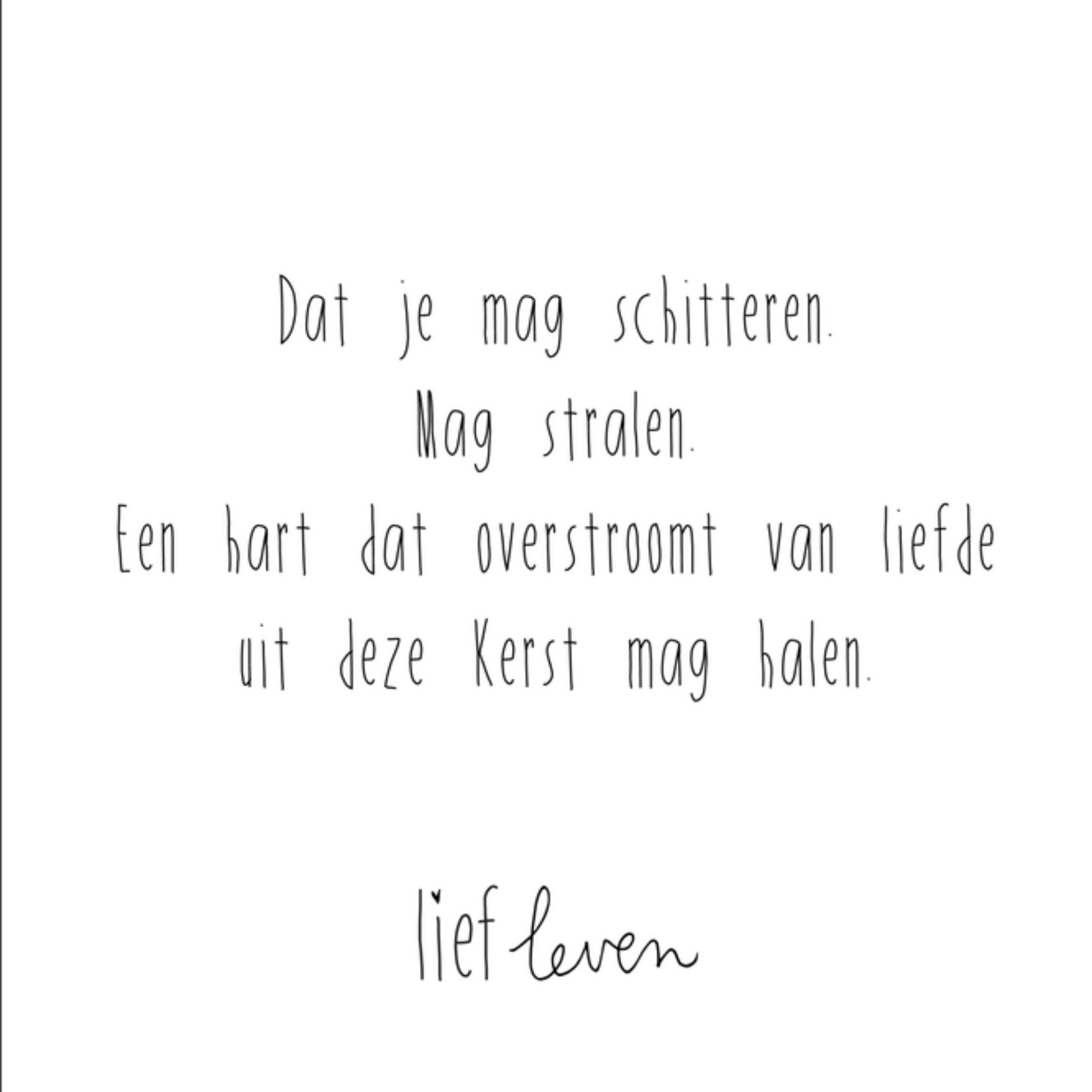 Kerstkaart dat je mag schitteren Lief Leven