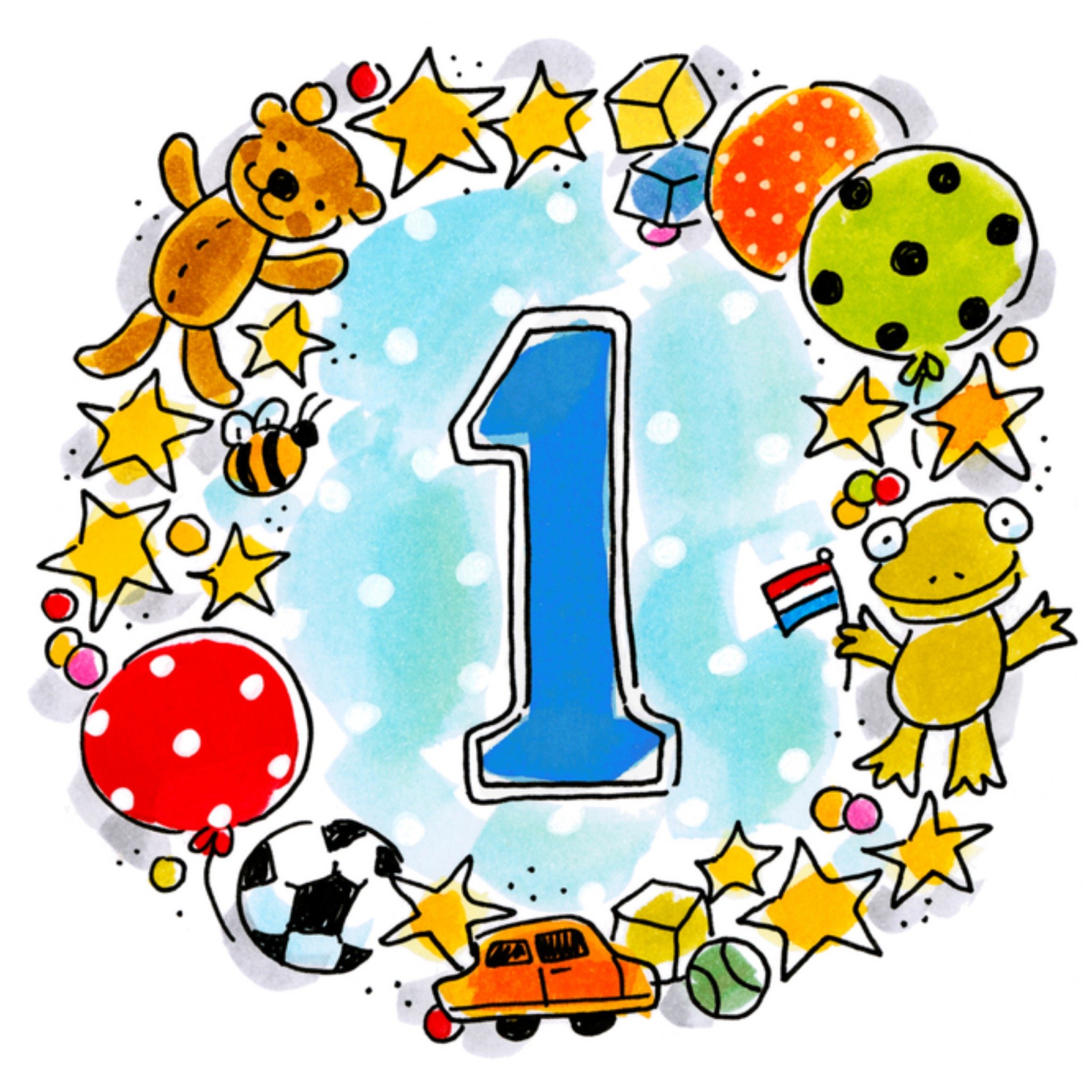 Verjaardagskaart 1 jaar Vierkante Kaart Blond Amsterdam