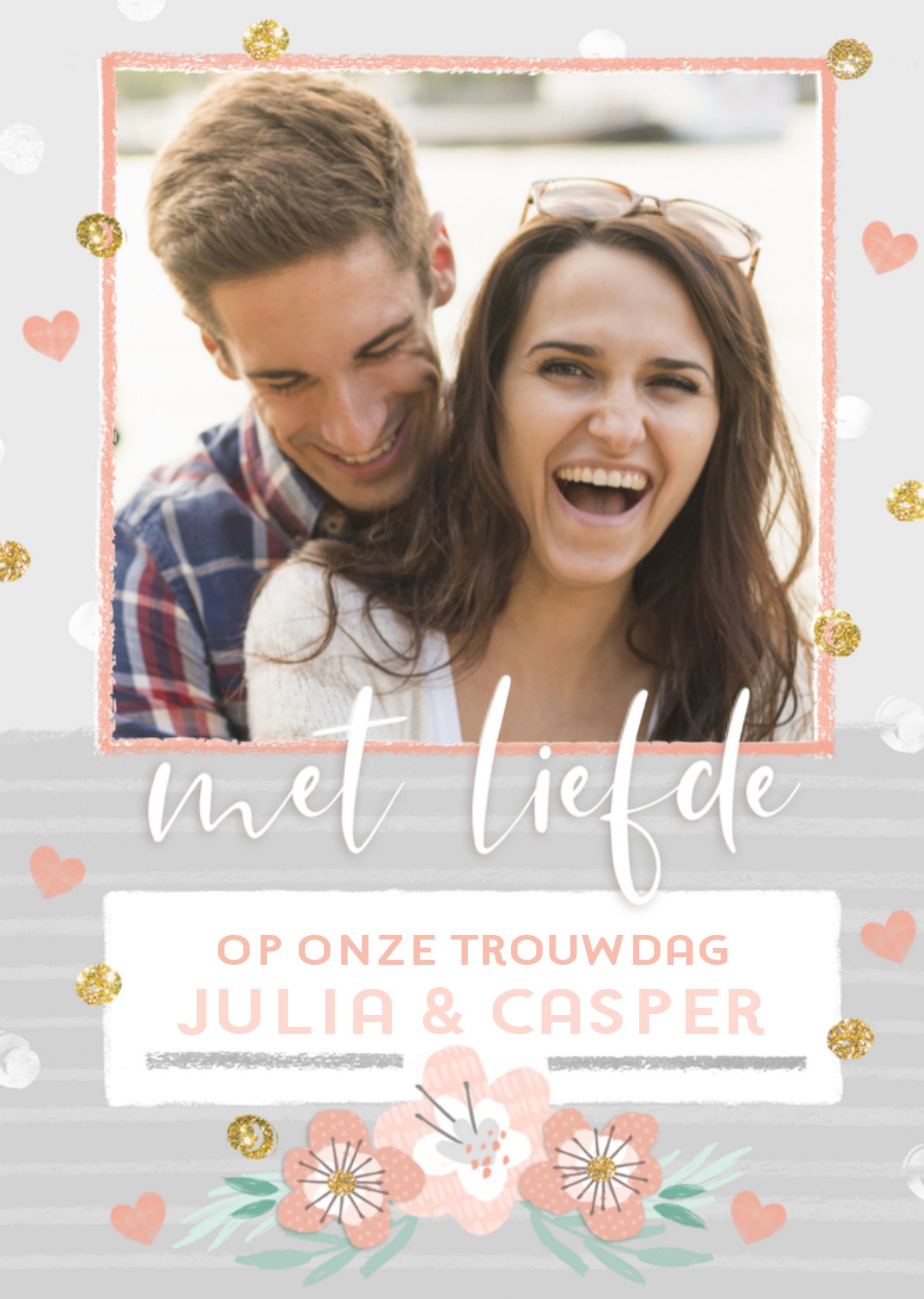 Huwelijkskaart foto met naam Kaart Studio Sundae