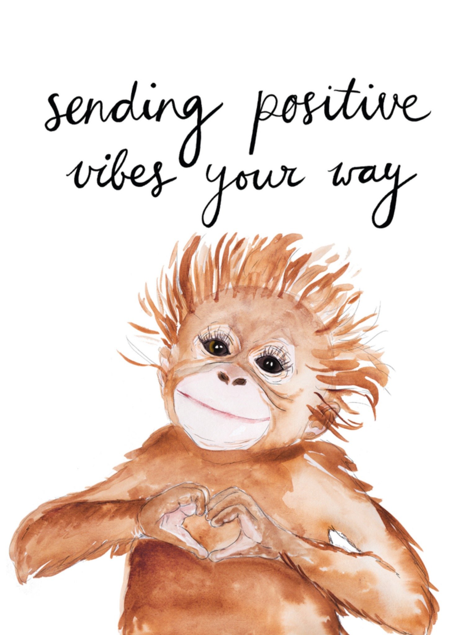 Marie Bodie Beterschapskaart Positive vibes Aapje Kaart Marie Bodié