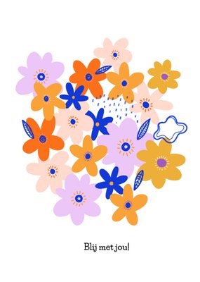 Blij Met Jou Geïllustreerde Bloemen Kaart