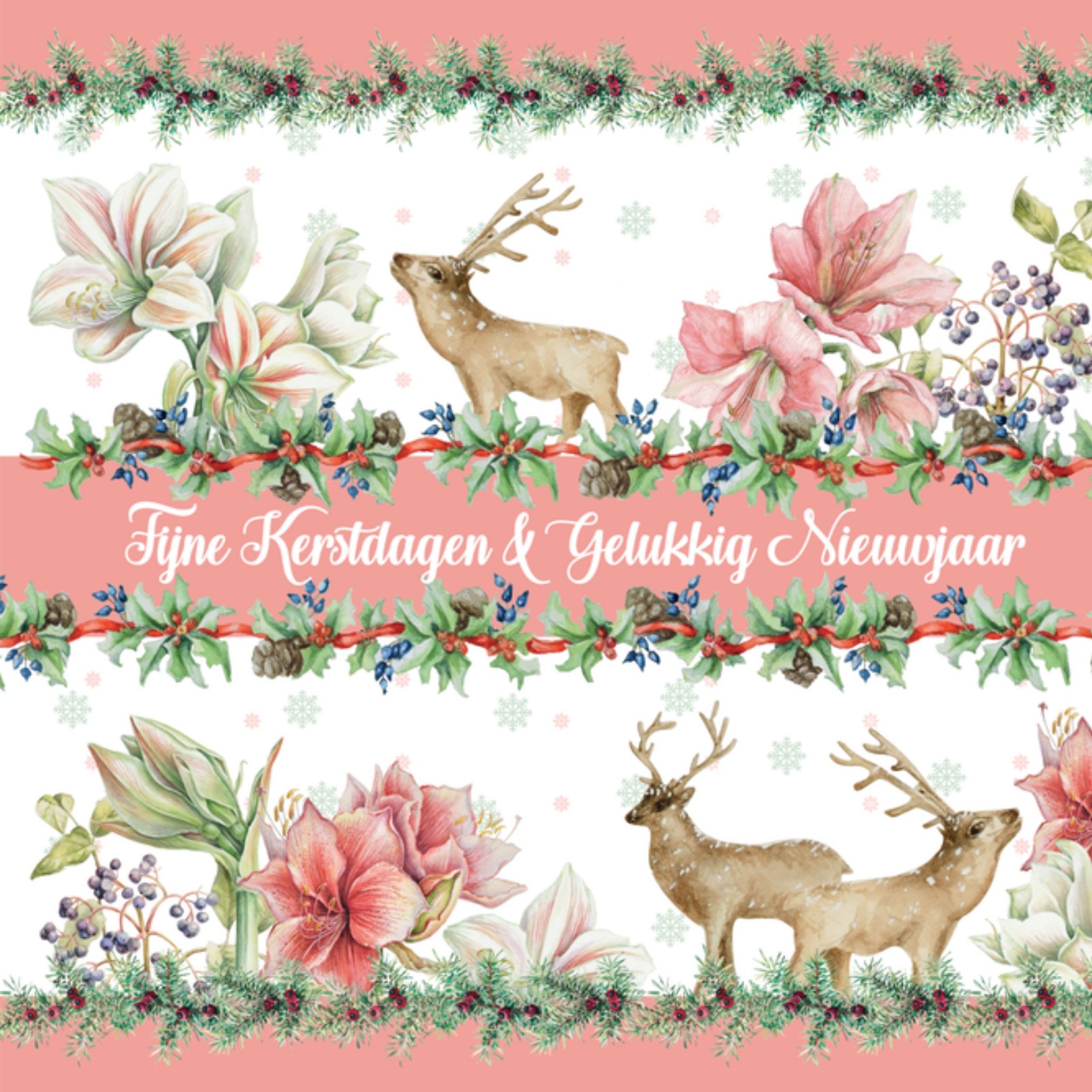 Kerstkaart rendier Janneke Brinkman