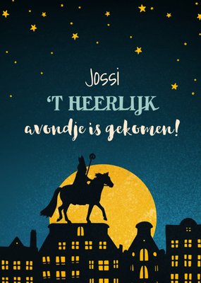 't Heerlijk Avondje Is Gekomen Illustratie Sinterklaas Op Paard Kaart