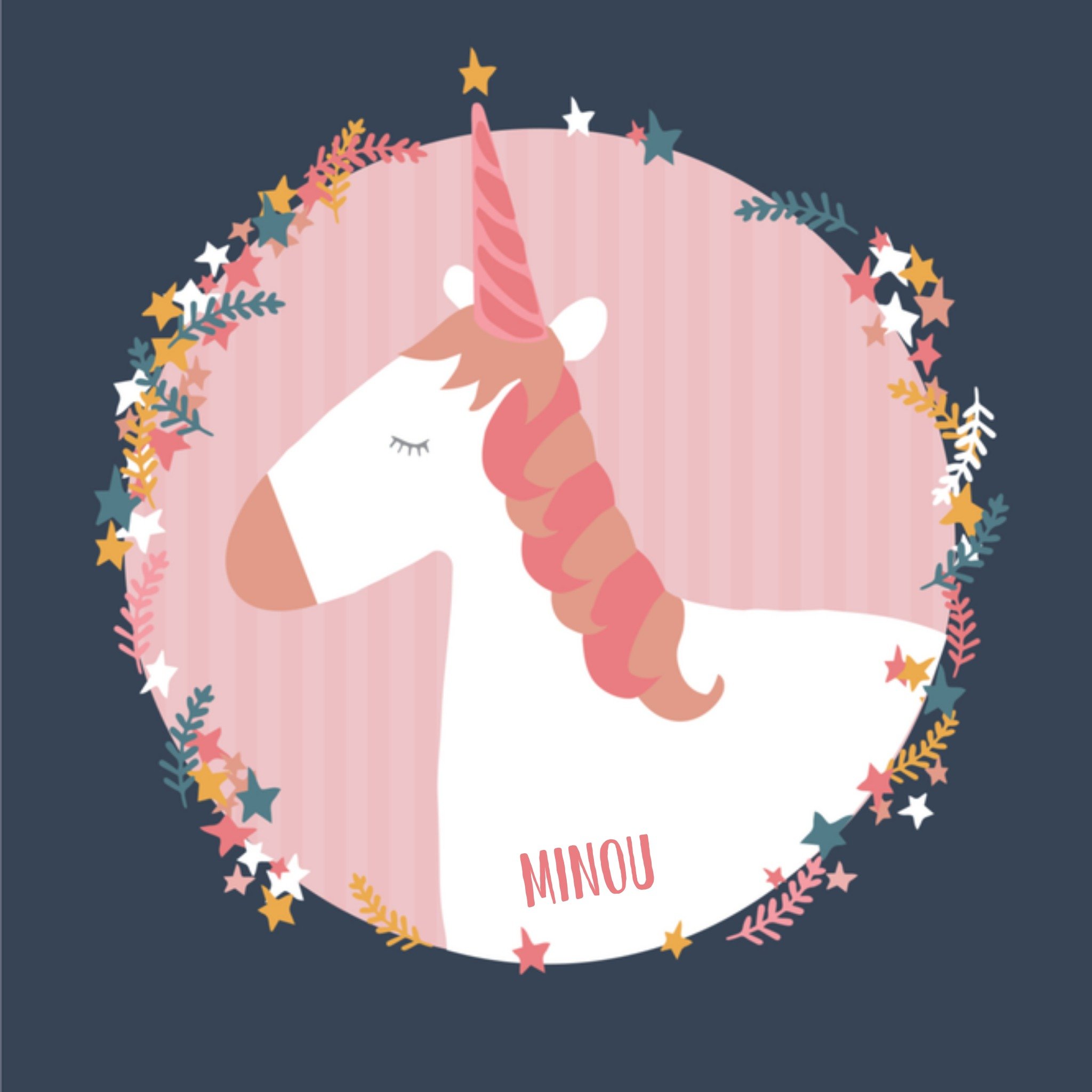 Greetz Verjaardagskaart unicorn met naam Vierkant
