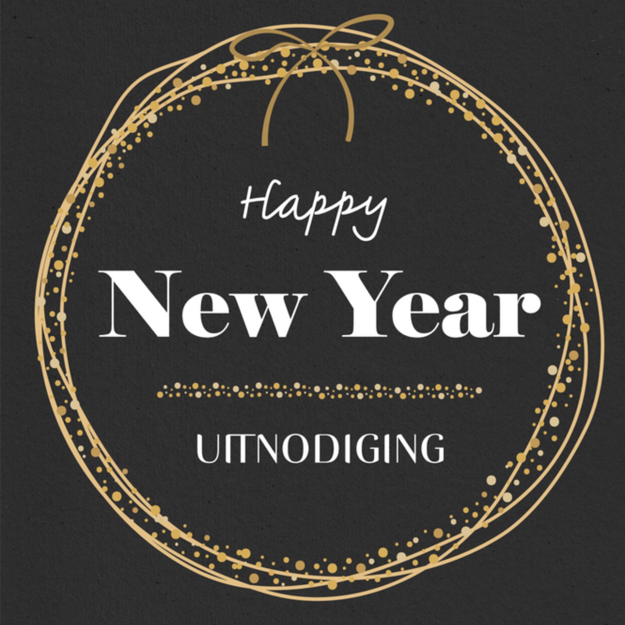 Greetz Uitnodiging nieuwjaarsfeest goud Vierkant