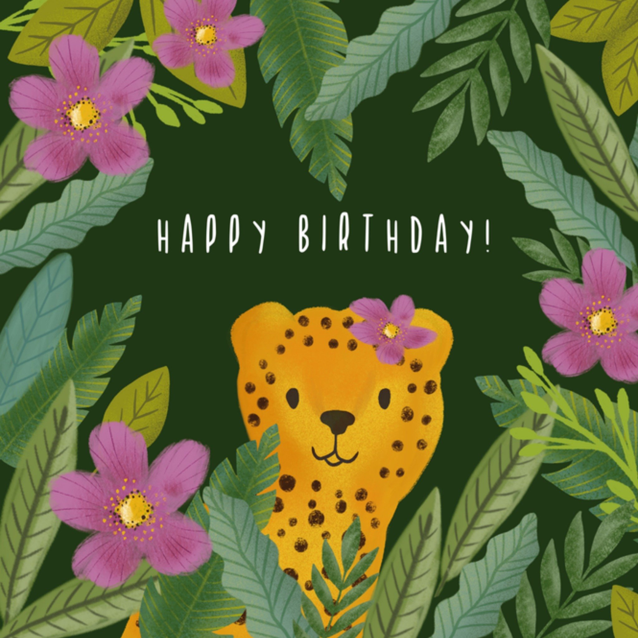 Verjaardagskaart Tijger Vierkante Kaart Tsjip