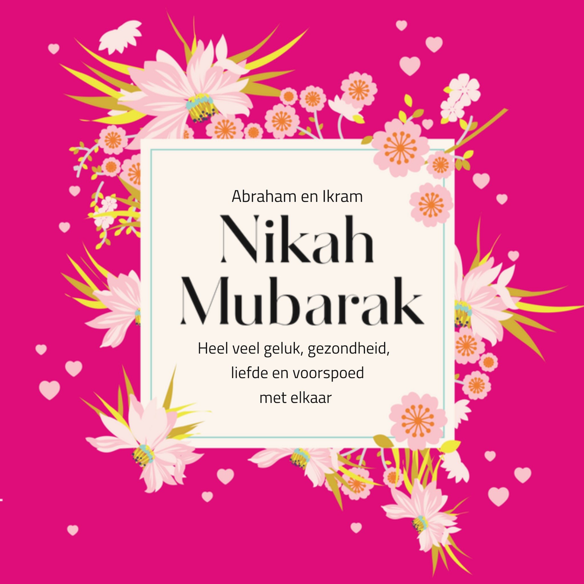 Huwelijkskaart aanpasbare naam Vierkante Kaart Eastern Print Studio