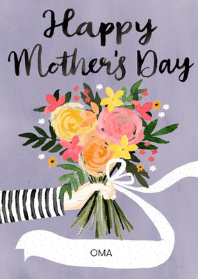 Geïllustreerd Bloemenboeket Oma Moederdag Kaart