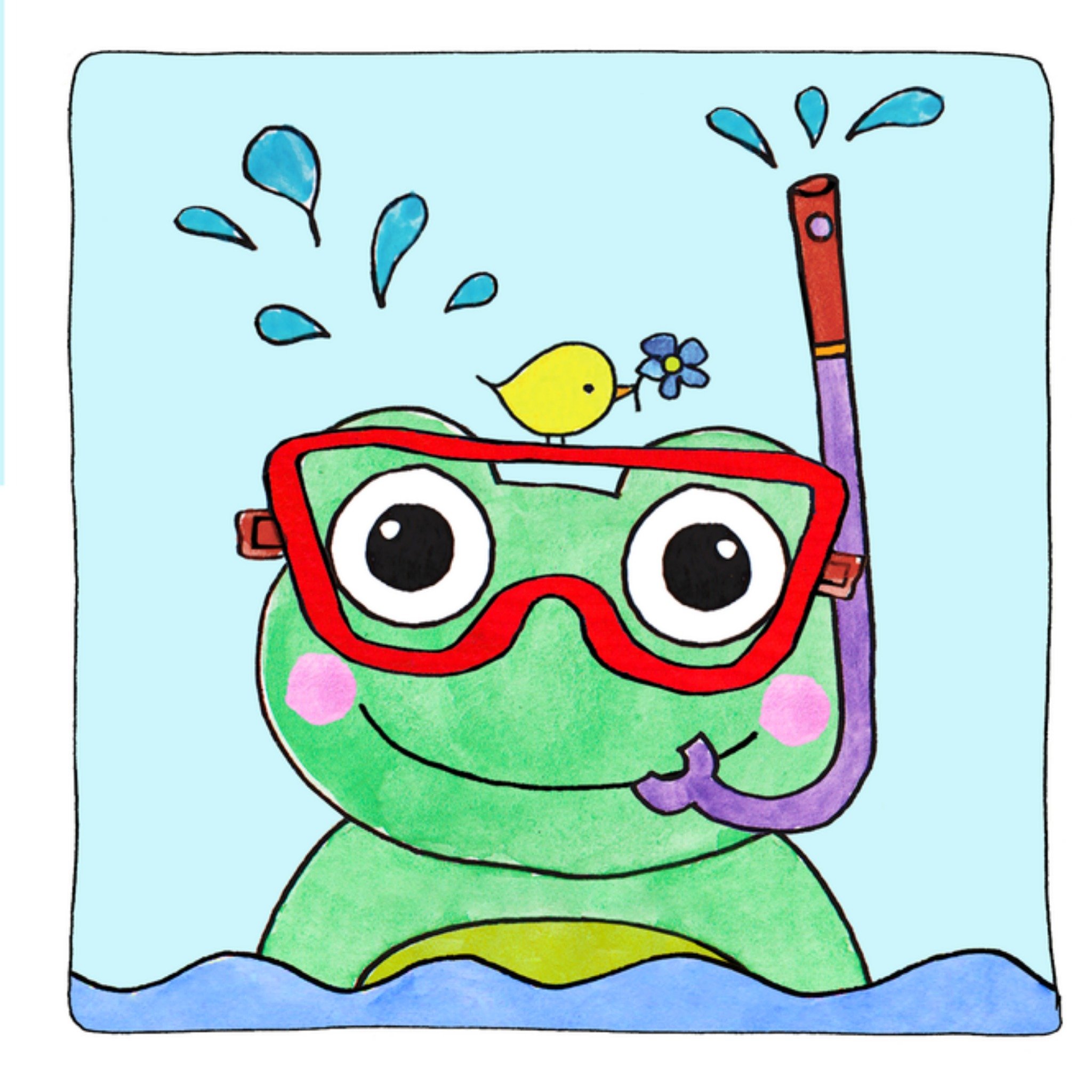 Zwemdiploma kaart Kikker Vierkante Kaart Sandysign