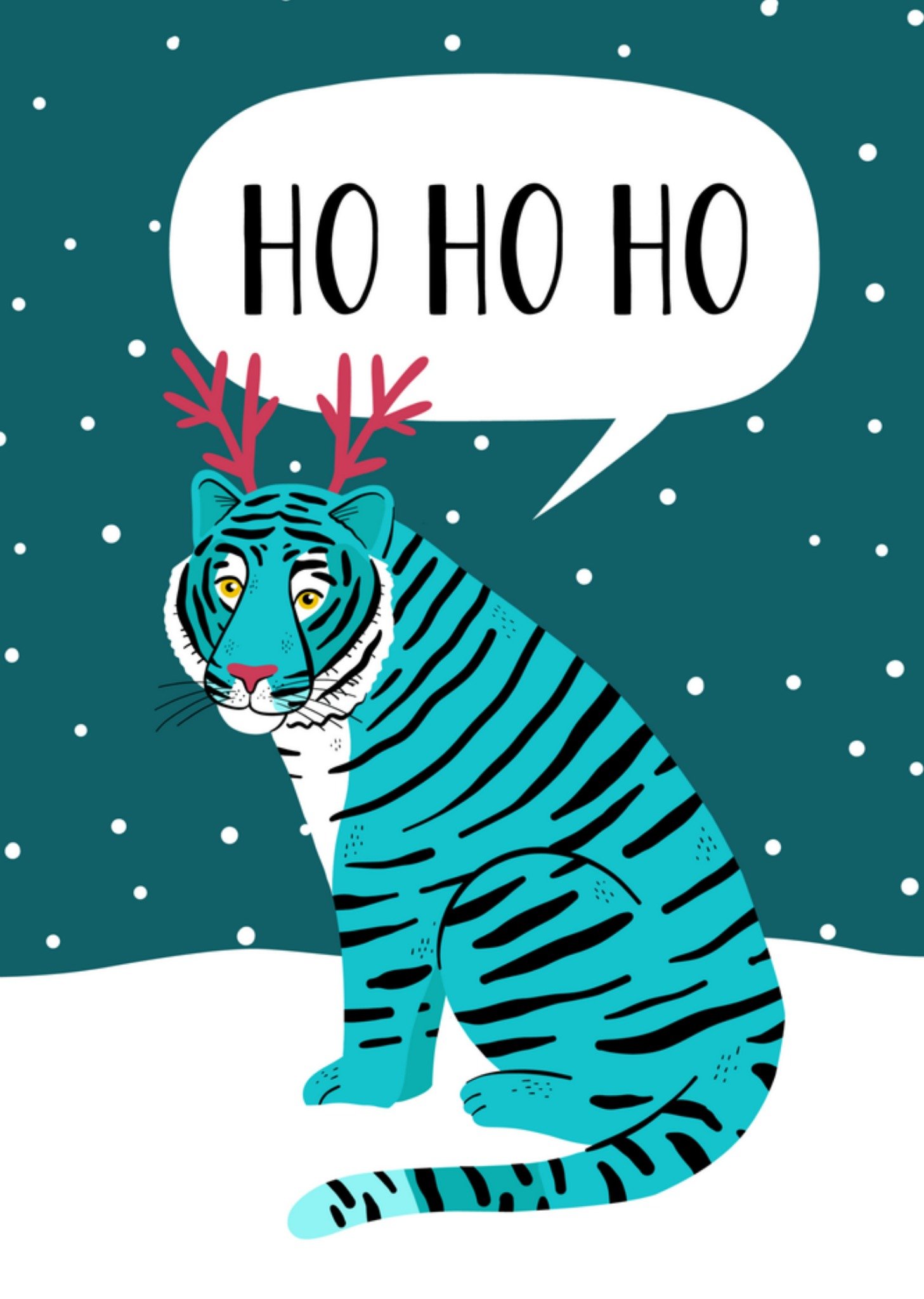 Greetz Kerstkaart tijger sneeuw Standard Card