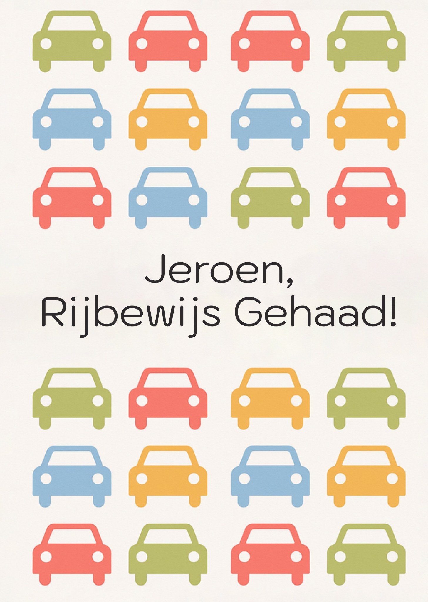 Rijbewijskaart Rijbewijs Gehaald Colourful Cars Aanpasbare tekst Kaart Greetz