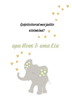 Gefeliciteerd Met Jullie Kleinkind Geïllustreerde Olifant Geboorte Kaart