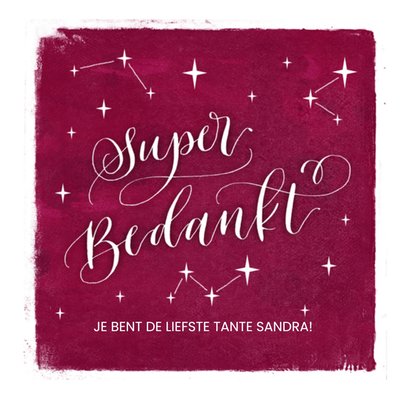 Je Bent De Liefste Tante Handlettering Sterren Bedankt Kaart