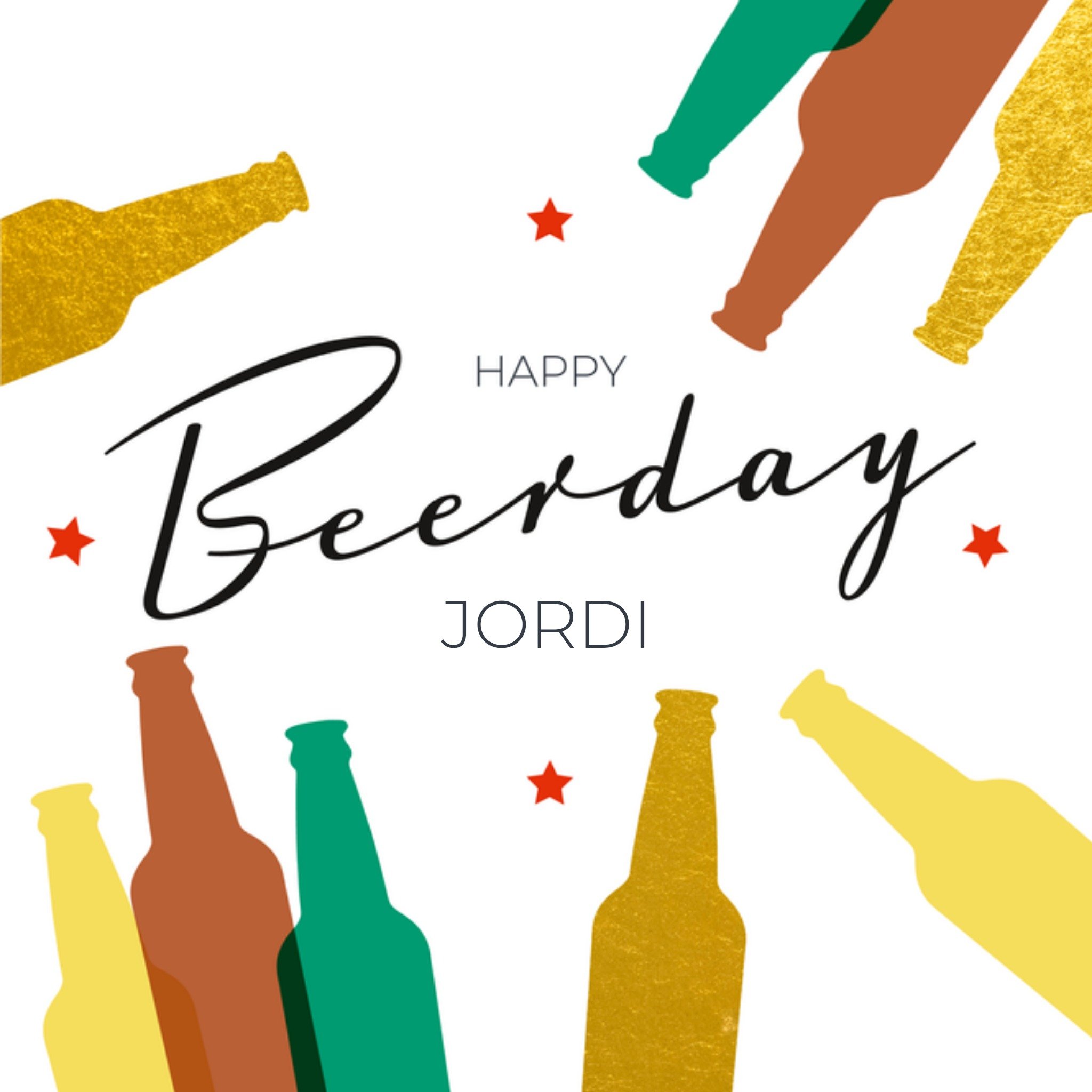 Verjaardagskaart Happy Beerday Met naam Vierkante Kaart Paperclip