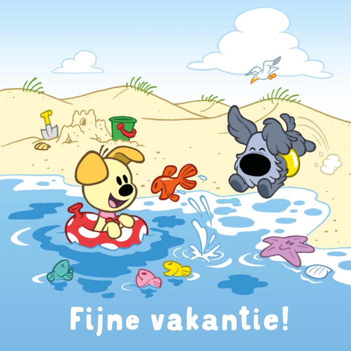 Woezel en Pip | Vakantiekaart | strand