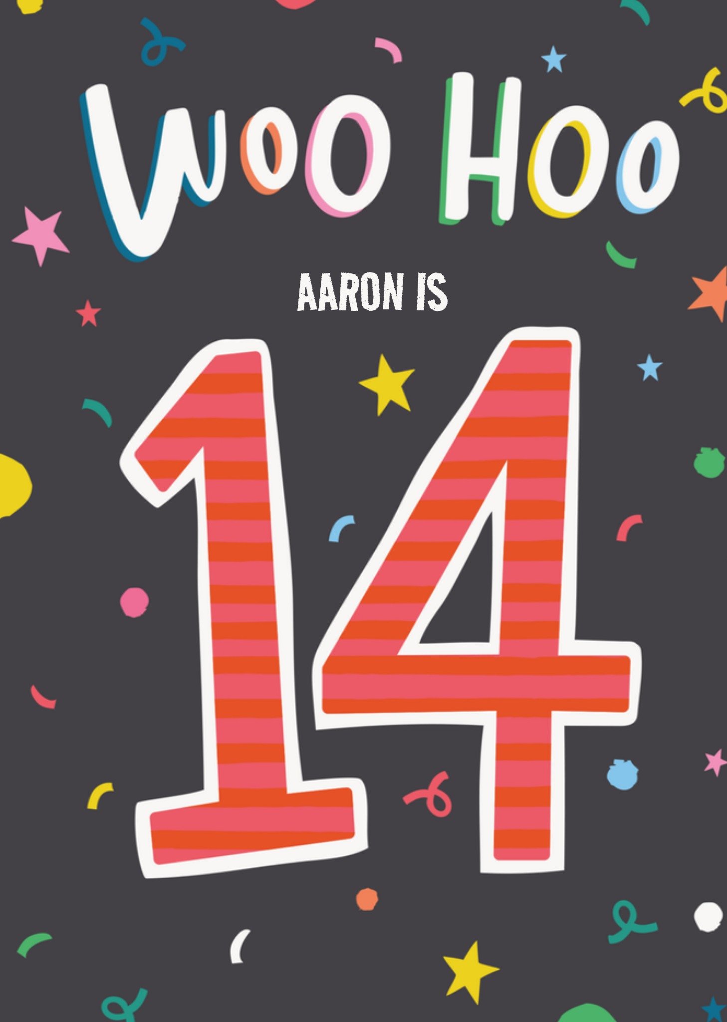 Verjaardagskaart met naam Kaart Dotty Black