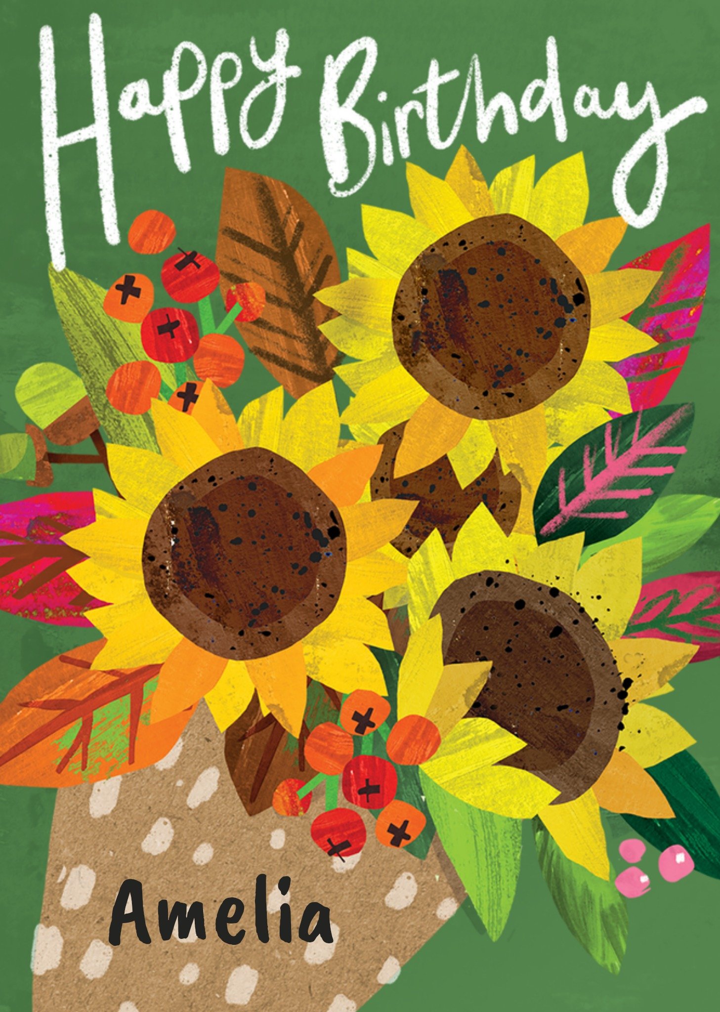 Jungle Studio Verjaardagskaart Happy Birthday Bouquet of Sunflowers Kaart Greetz