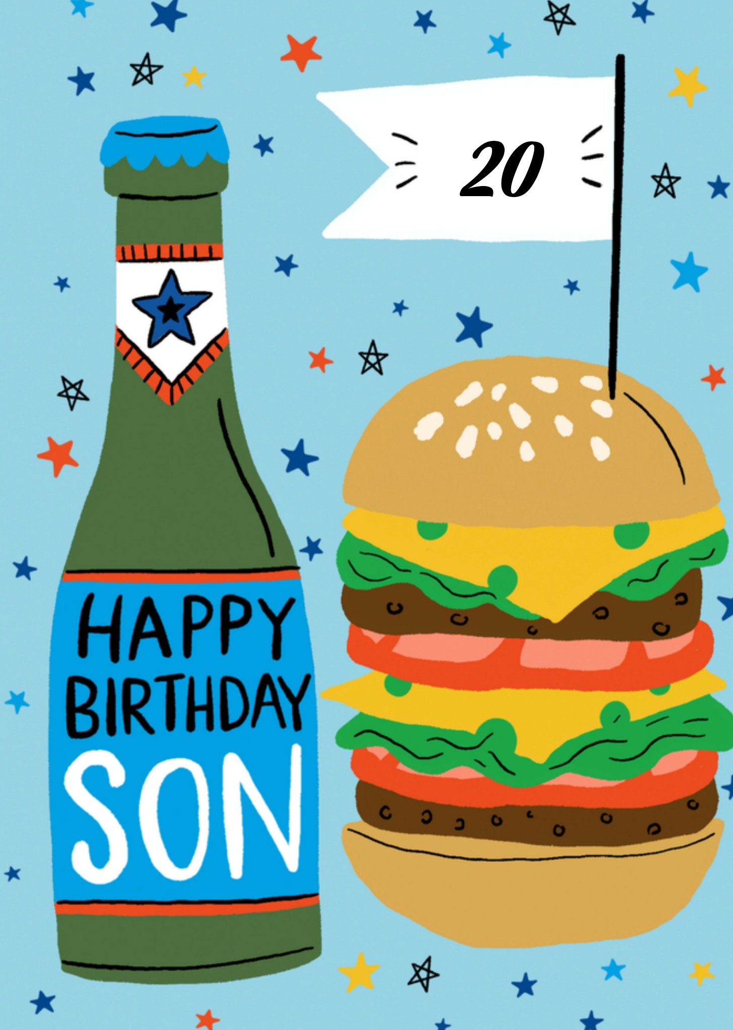 Greetz Verjaardagskaart Hamburger en bier Standard Card