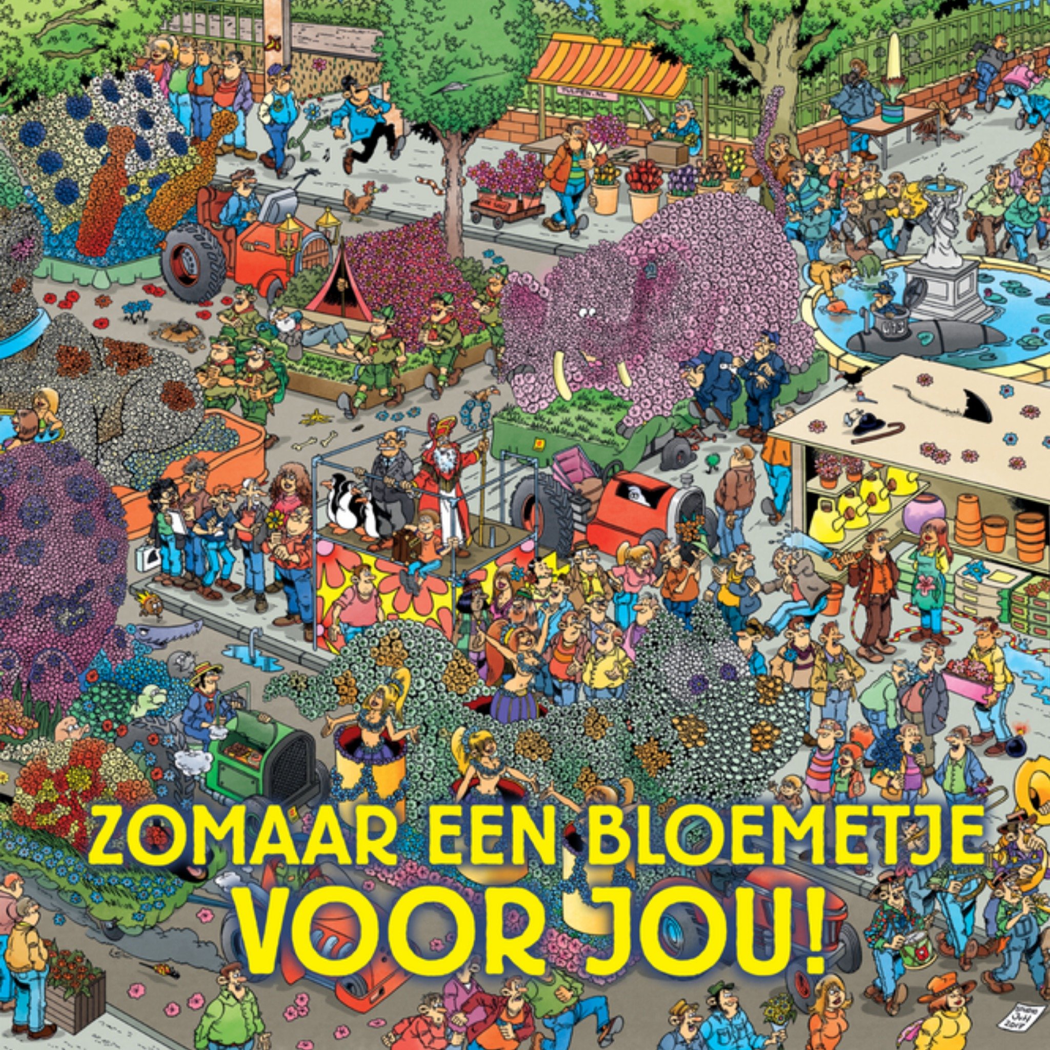 Zomaar kaart bloemetje Vierkante Kaart Jan van Haasteren