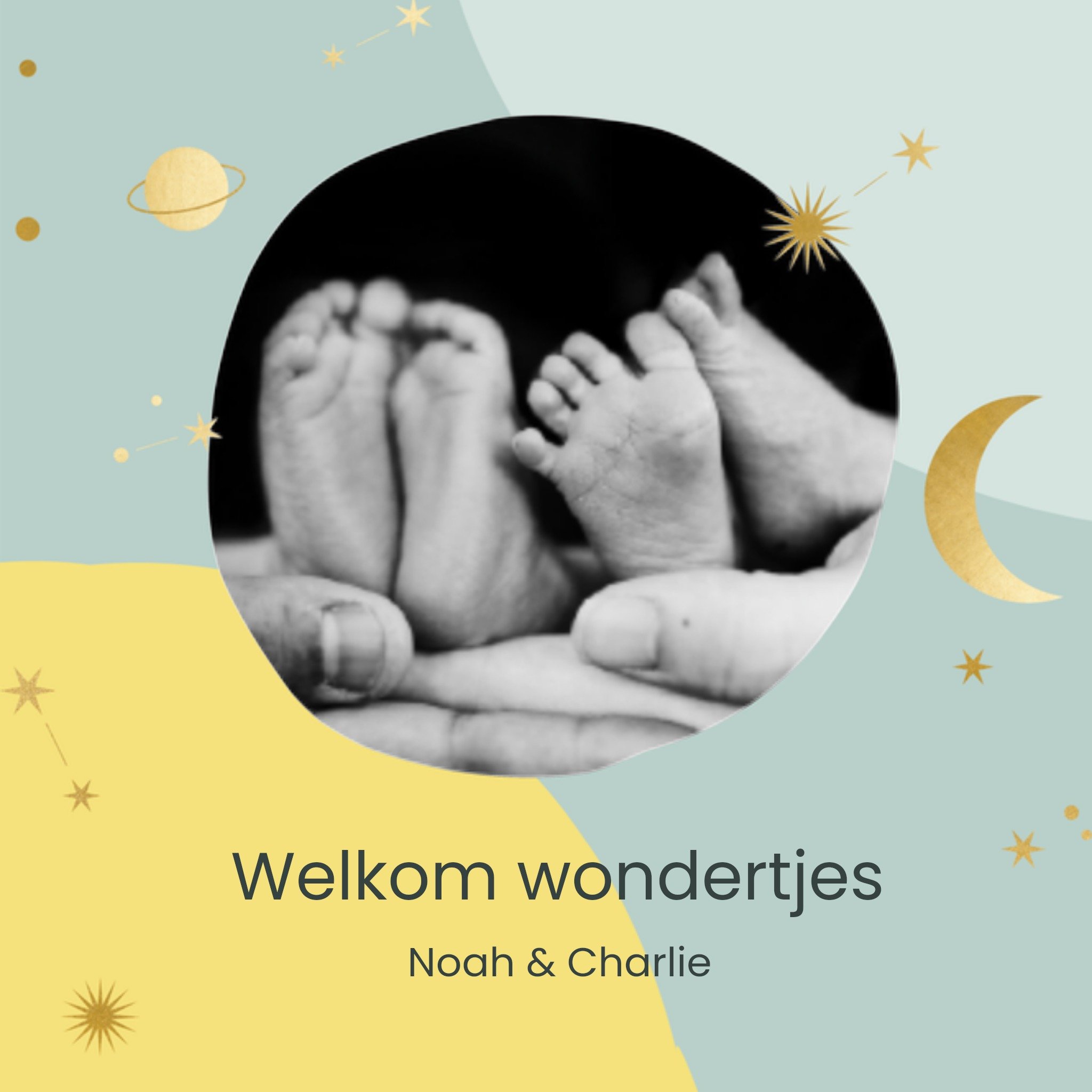 Greetz Geboortekaart Welkom wondertjes Vierkant