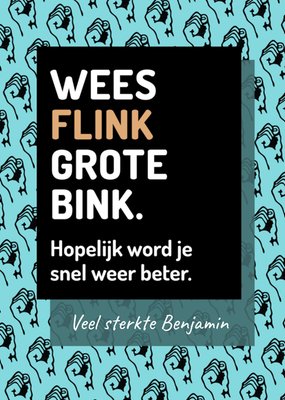 Wees Flink Grote Bink Spierballen Patroon Typografisch Sterkte Kaart