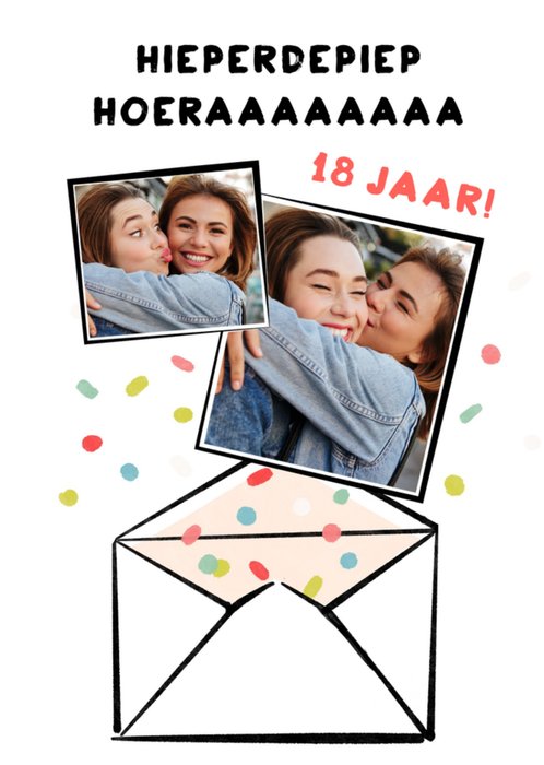 Greetz | Verjaardagskaart | Hieperdepiep hoeraaaaaaaa | 18 jaar! | Fotokaart | Aanpasbare tekst