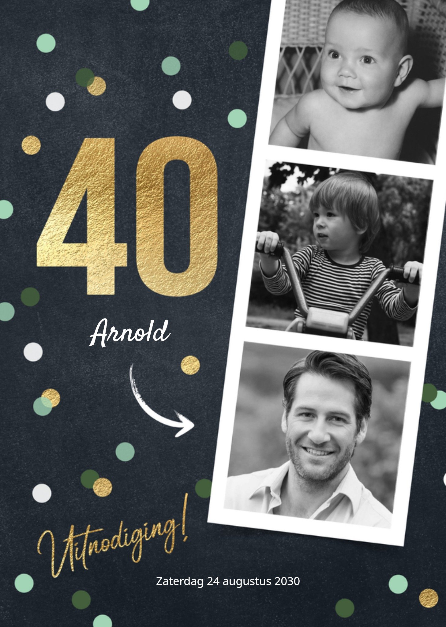 Uitnodiging verjaardags 40 jaar Met foto Kaart Luckz