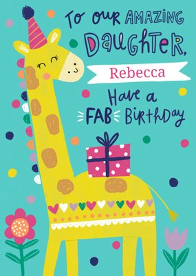 Voor Onze Geweldige Dochter Geïllustreerde Giraffe Verjaardag Kaart