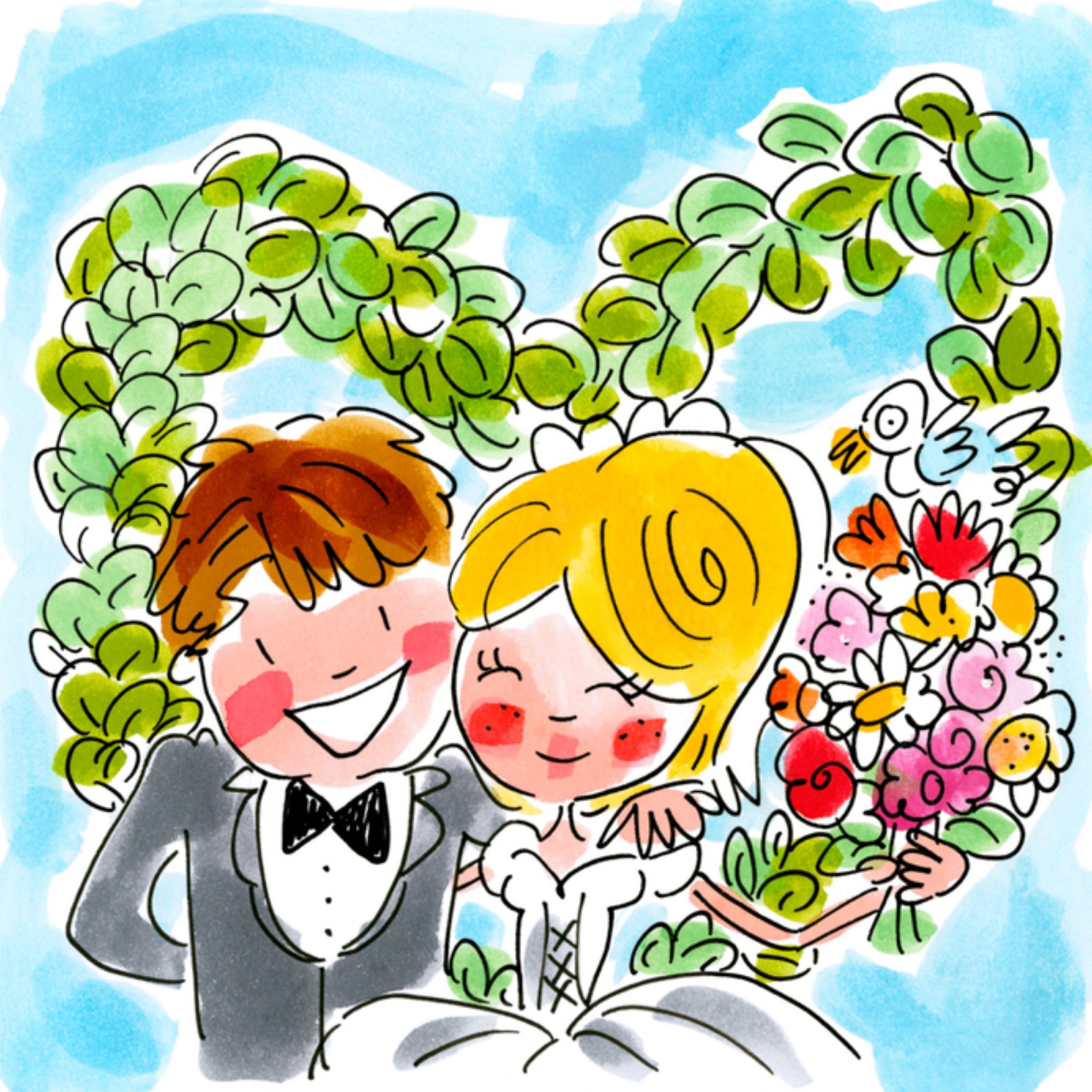 Huwelijkskaart Cheers to the best wedding Vierkante Kaart Blond Amsterdam