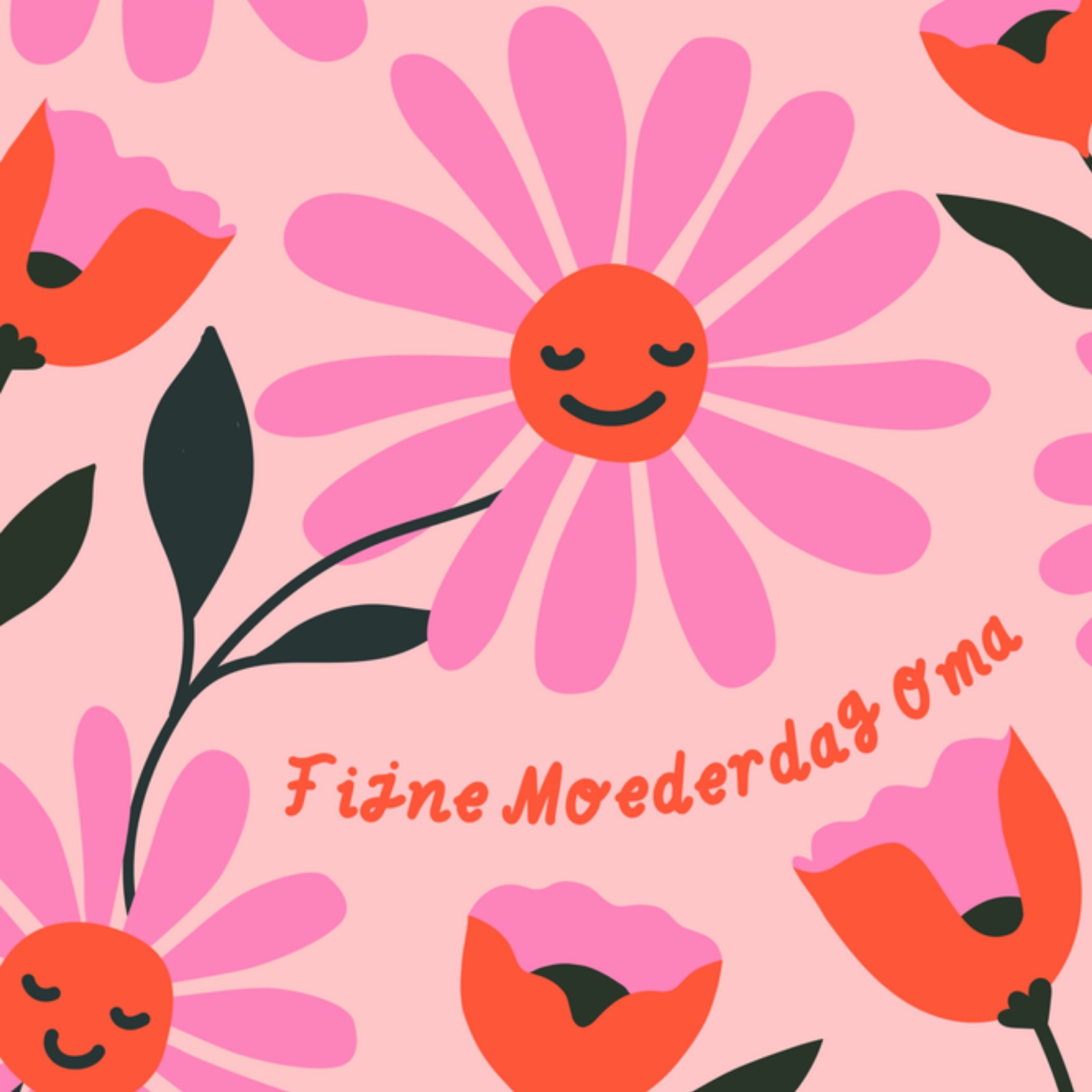 Greetz Moederdagkaart bloemen oma Vierkant