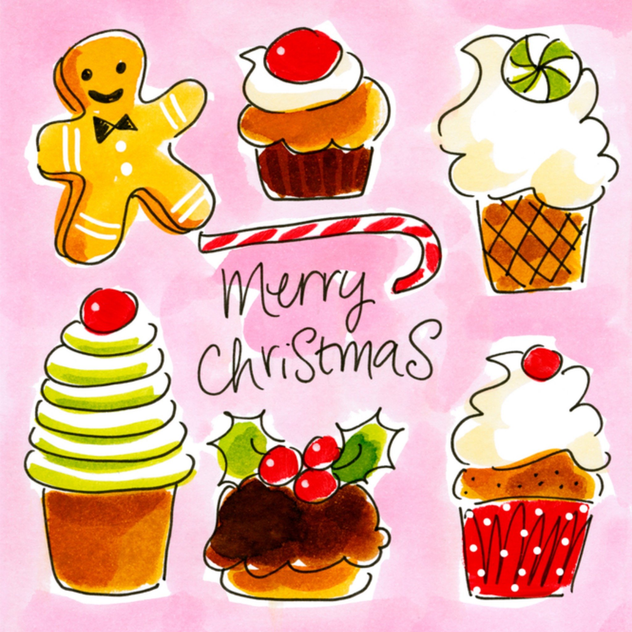 Blond Amsterdam Kerstkaart cupcakes Vierkant