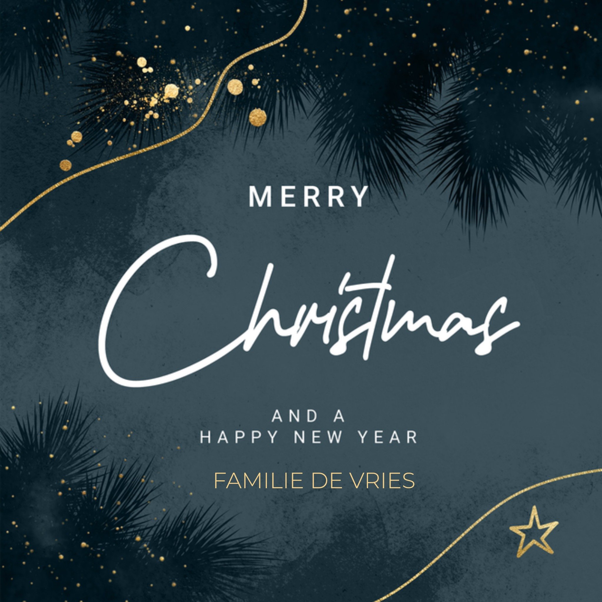 Kerst Stijlvolle kerstkaart met kerstboom en goud elementen Luckz