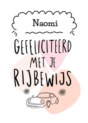 Geïllustreerde Auto Gefeliciteerd Met Je Rijbewijs Kaart