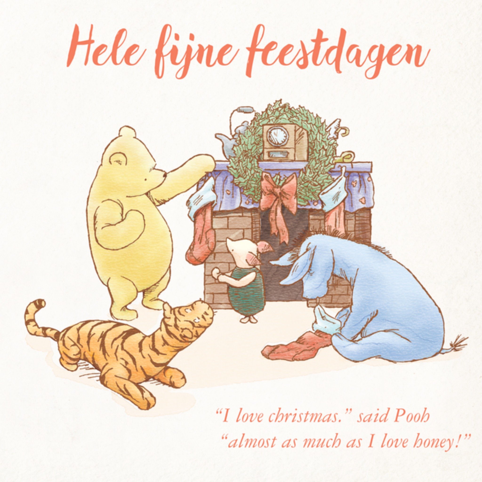 Disney Kerstkaart Winnie the Pooh Fijne feestdagen Winnie de Poeh