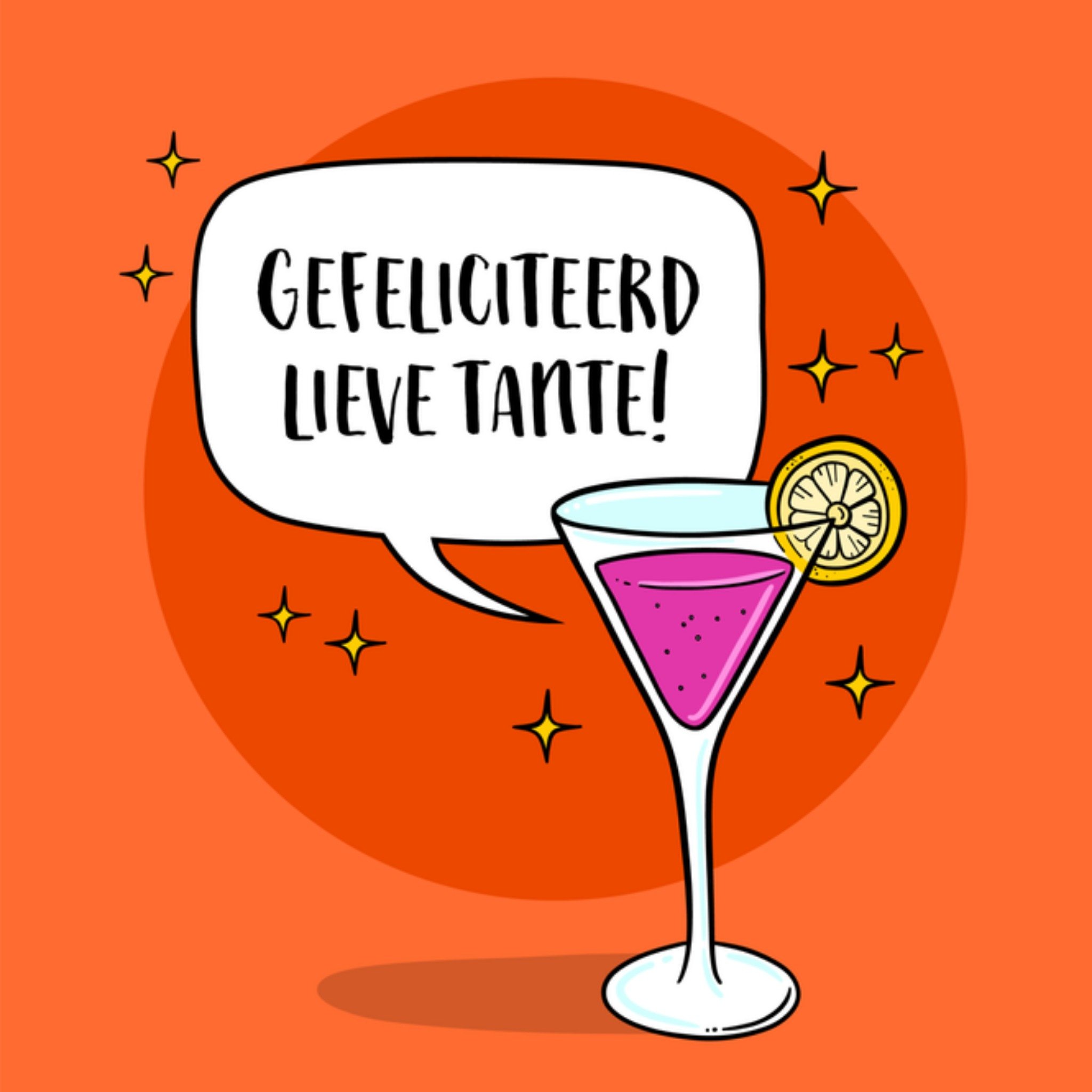 Greetz Verjaardagskaart tante cocktail Vierkant