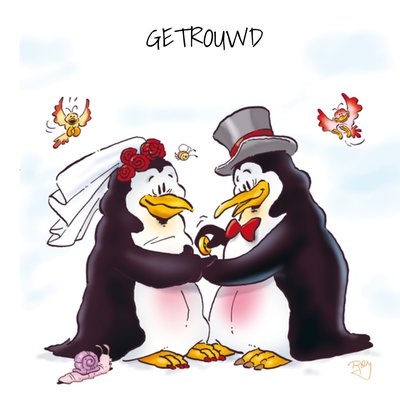 Doodles | Huwelijkskaart | pinguins